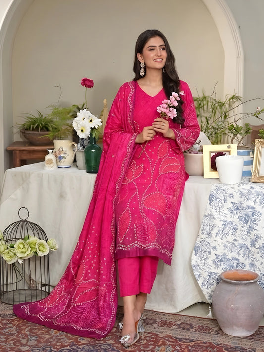 Radiant Rani Pink 3-Piece Kurta Suit