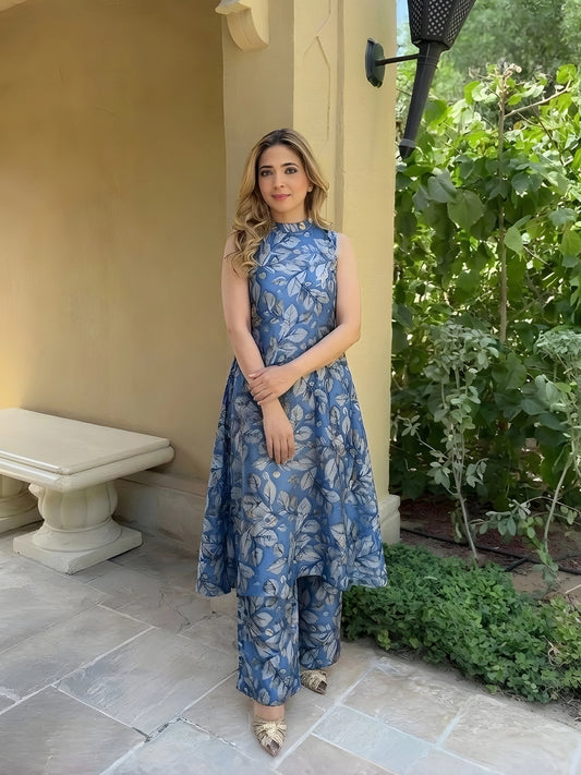 Midnight Blue Botanical Print Co-Ord Set