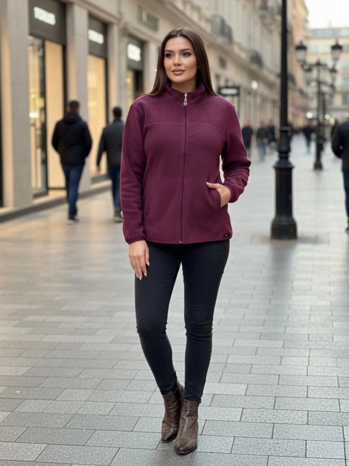 Plum Full-Zip Fleece Jacket