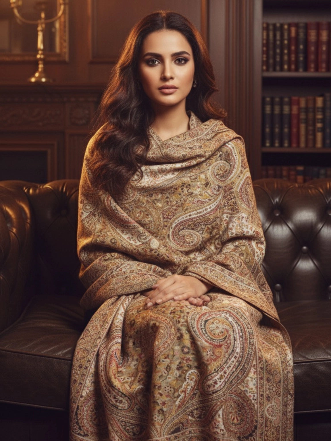 Earthy Tone 'Tiara' By Shingora Luxurious Paisley Woolen Stole