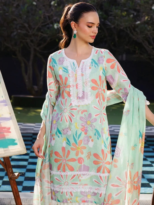 Mint Bloom Elegant Kurta Set