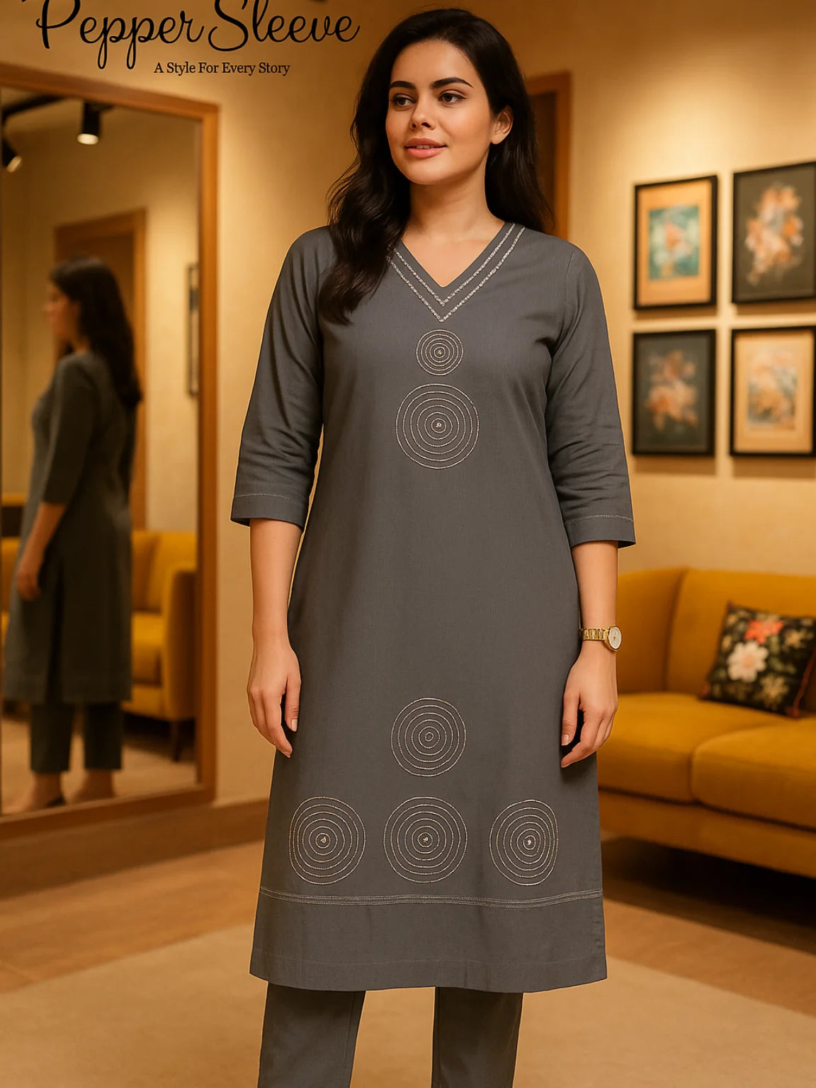 Serene Slate Blue Kurta Set