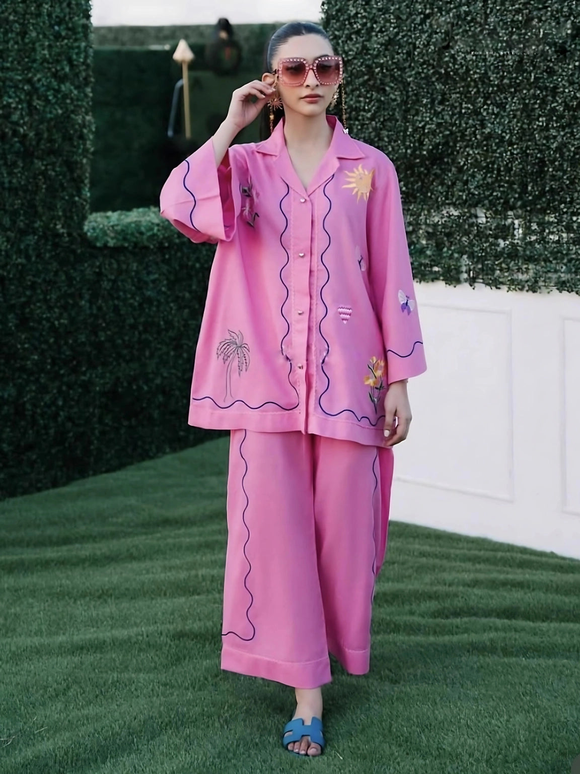 Pink Embroidered Co-ord Set