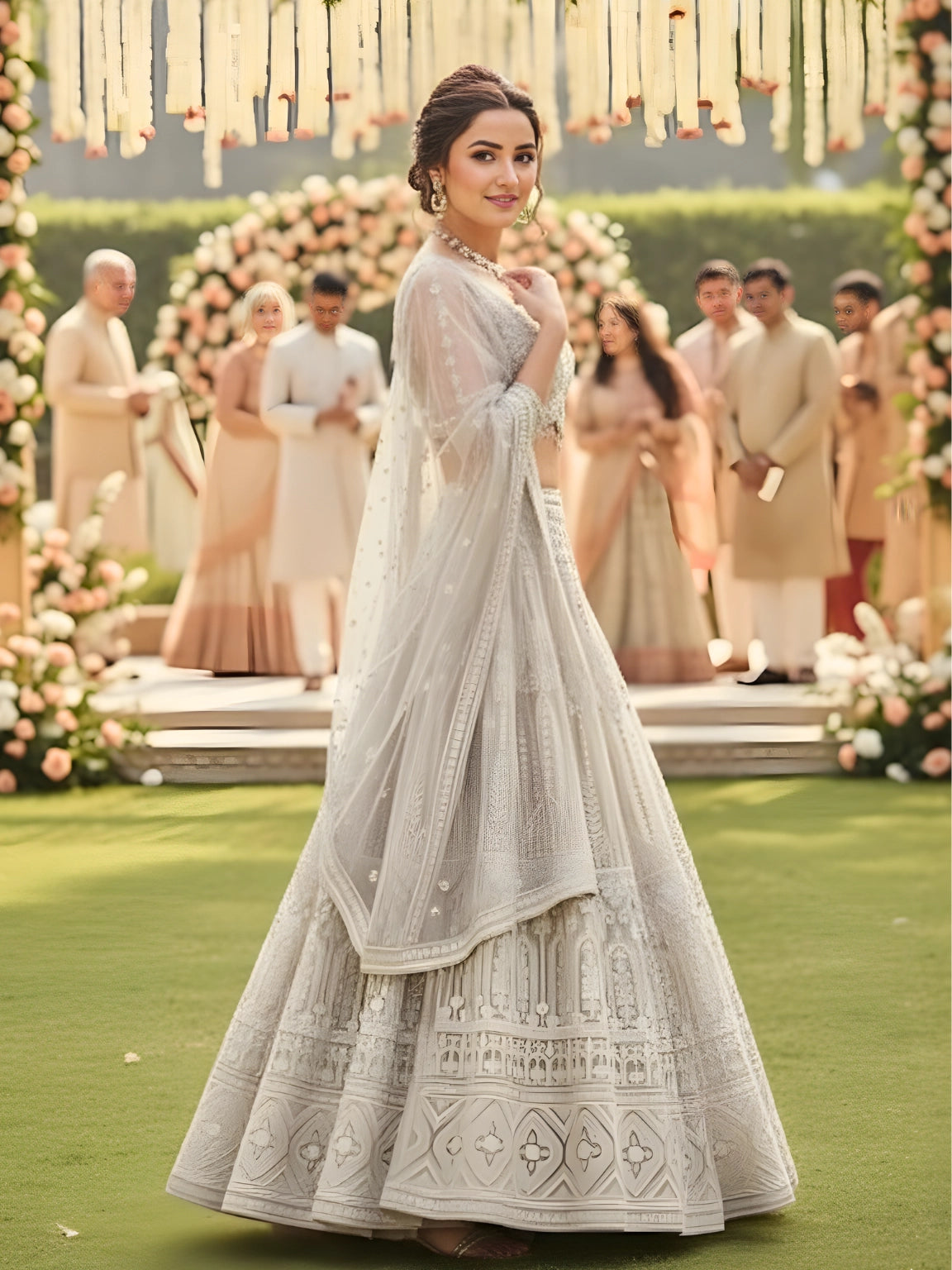 Ivory Embroidered Heritage Lehenga Set