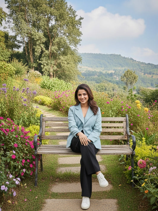 Powder Blue Single-Breasted Blazer