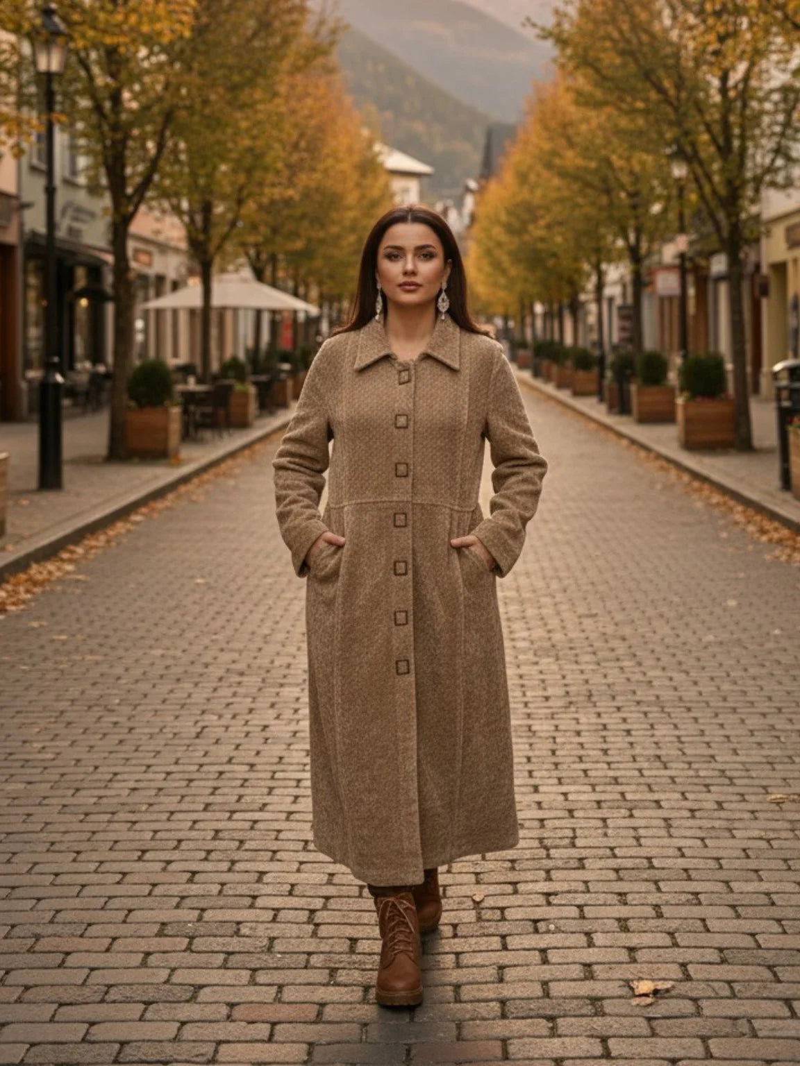 Classic Camel Button-Down Maxi Coat