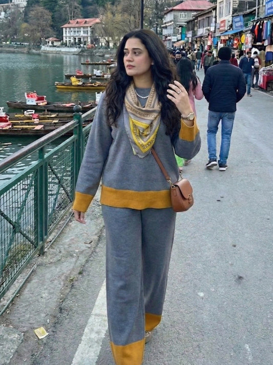 Grey and Mustard Yellow Winter Coordinate Set