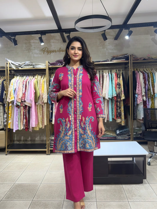 Deep Pink & Blue Paisley Motif Co-Ord Set