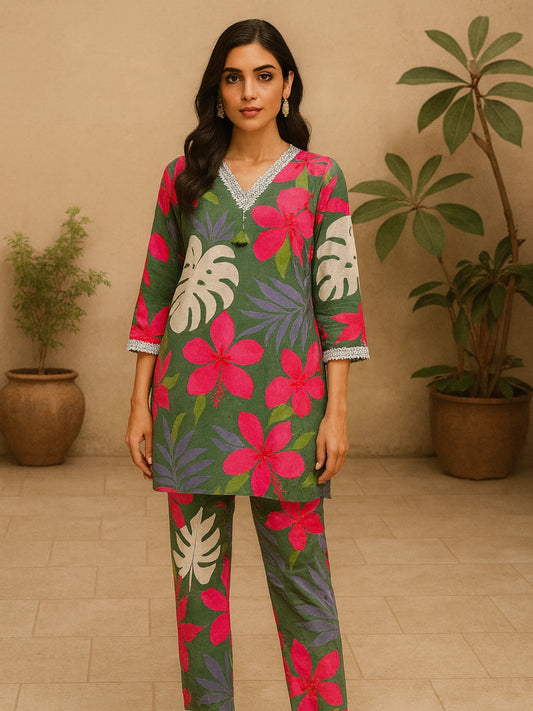 Green Floral Co-Ord Set