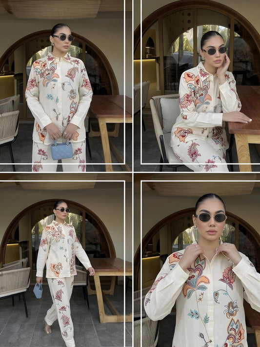 Ivory Floral Motif Co-Ord Set