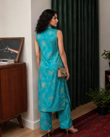 Sleeveless Floral Print Rayon Co-Ord Set for Daily Wear