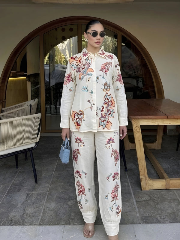 Ivory Floral Motif Co-Ord Set — image 1