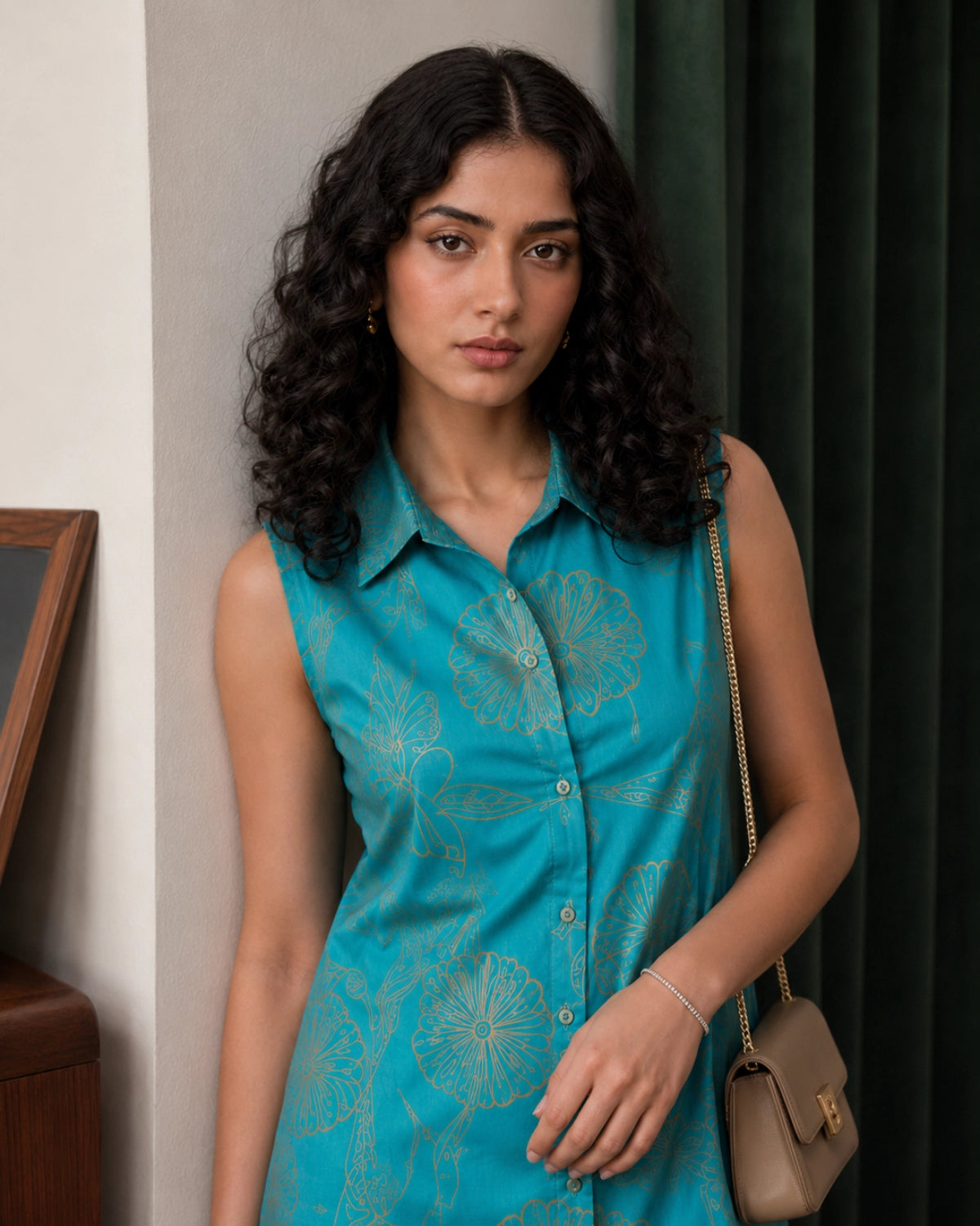 Sleeveless Floral Print Rayon Co-Ord Set for Daily Wear