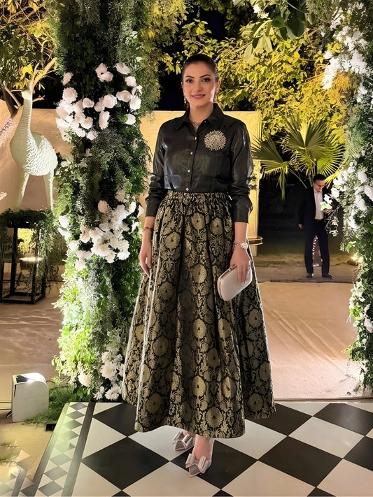 Black and Gold Indo-Western Skirt Top