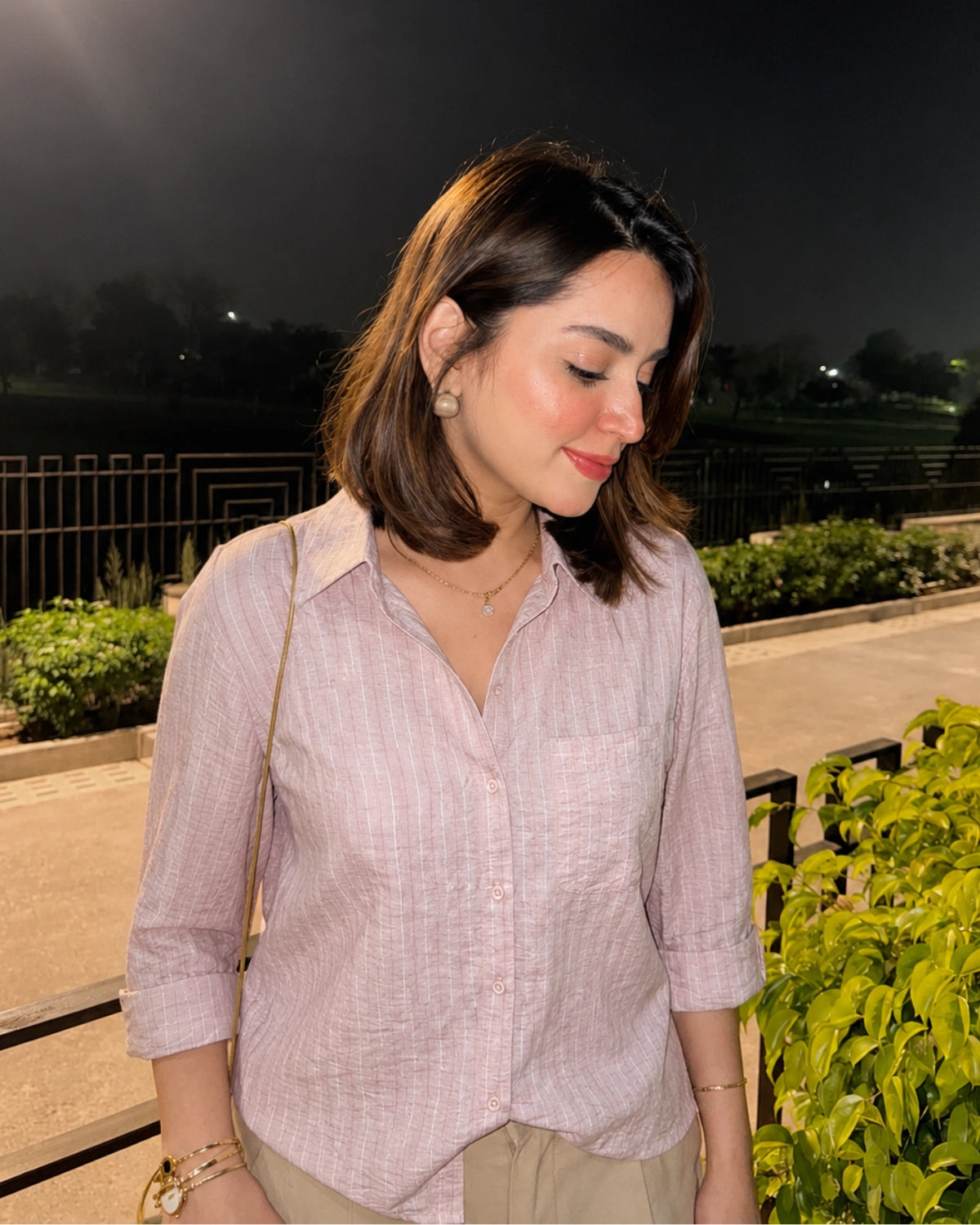 Striped Imported Shirt with Collar Neck and Full Sleeves for Office Wear