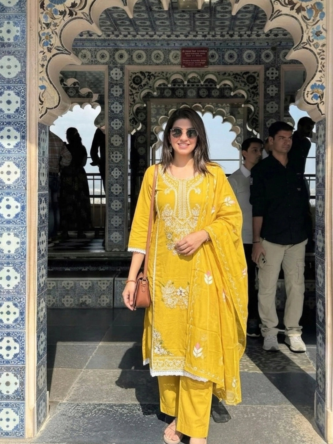 Mustard Yellow Embroidered Salwar Suit Set