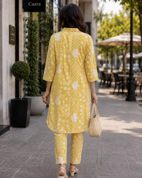 Polka Dot Cotton Co-ord Set with Collar Neck for Daily Wear — image 3