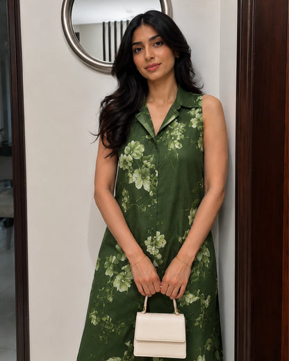 Sleeveless Floral Print Rayon Co-Ord Set for Daily Wear