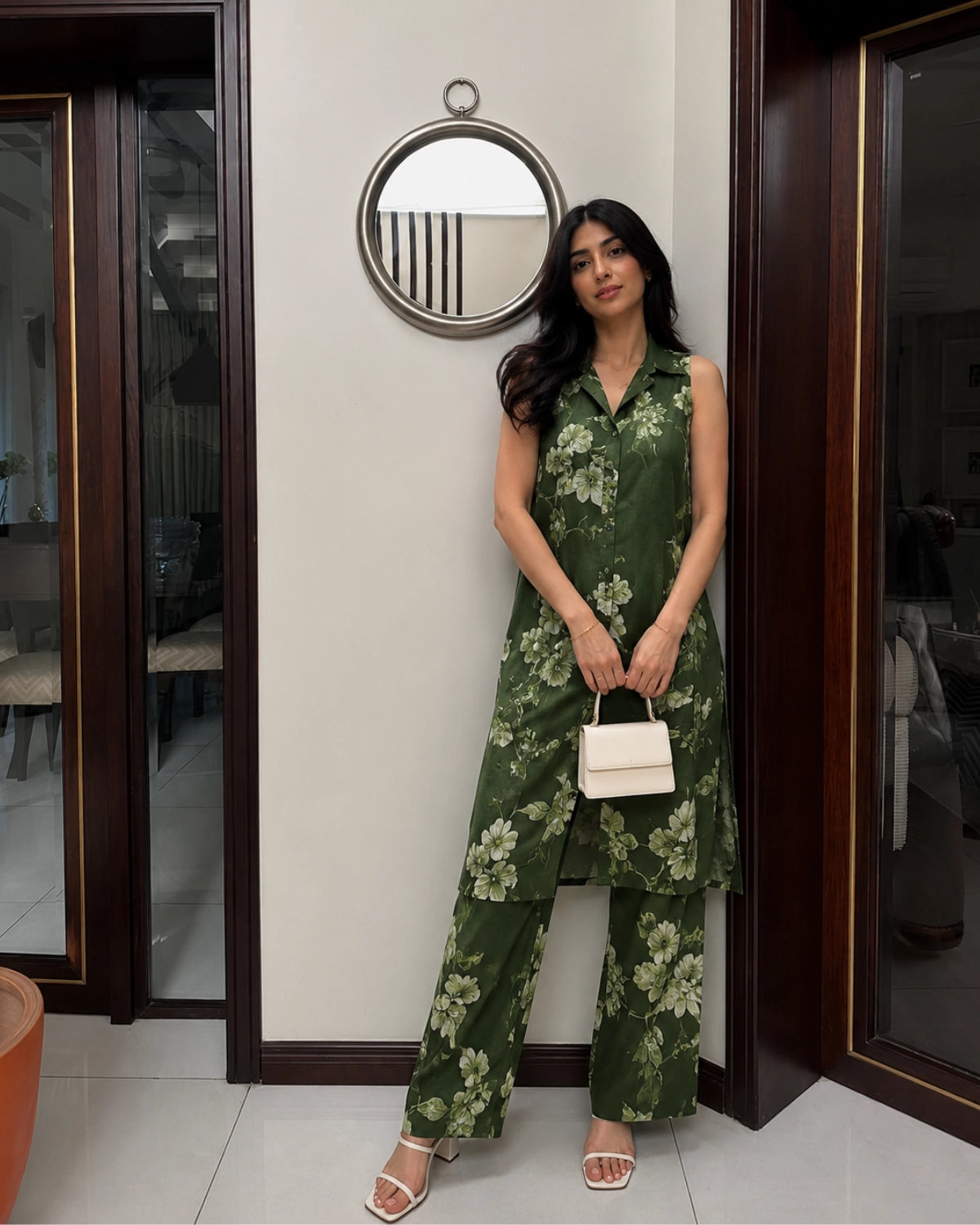 Sleeveless Floral Print Rayon Co-Ord Set for Daily Wear