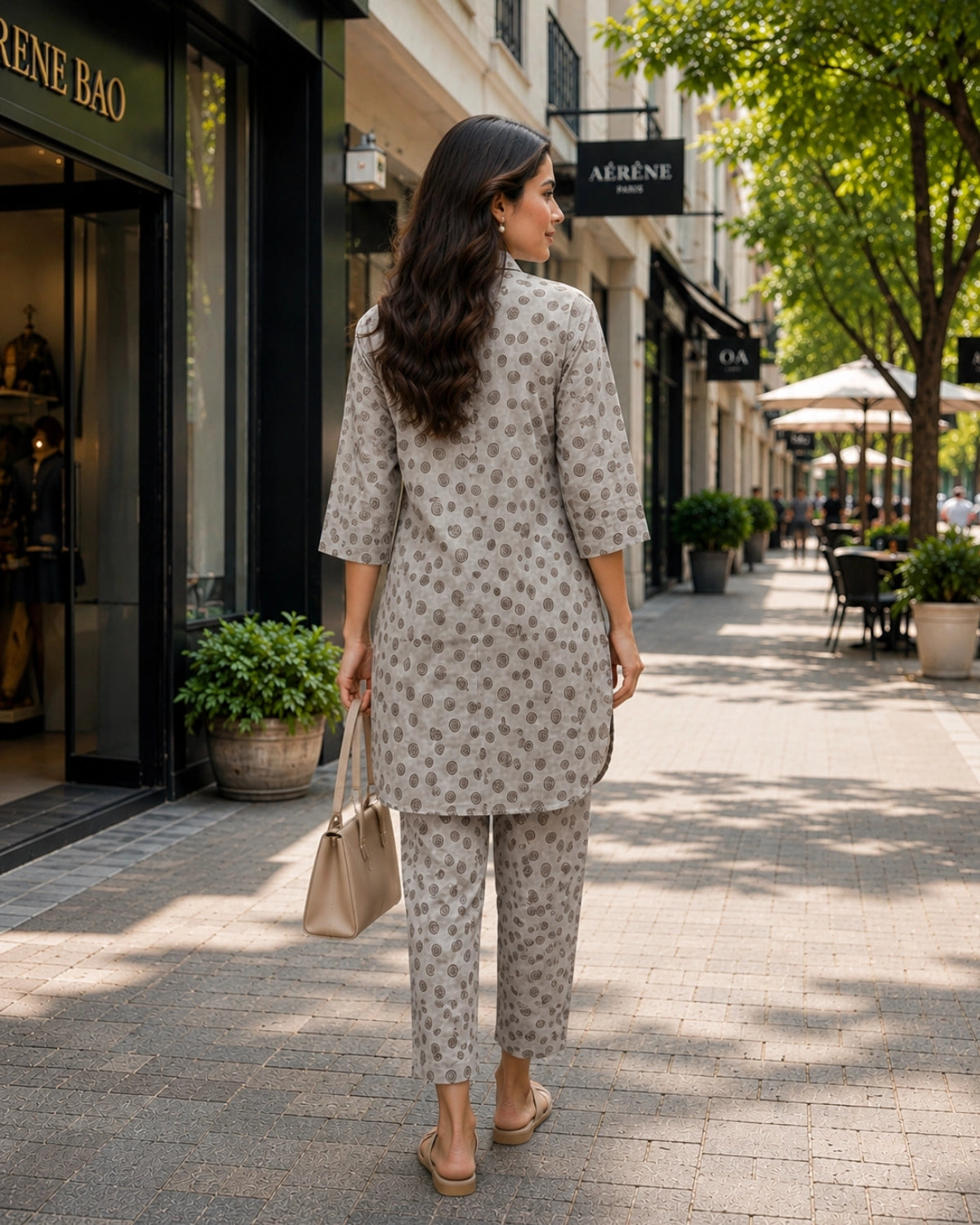 Block Print Rayon Co-ord Set with Collar Neck for Daily Wear