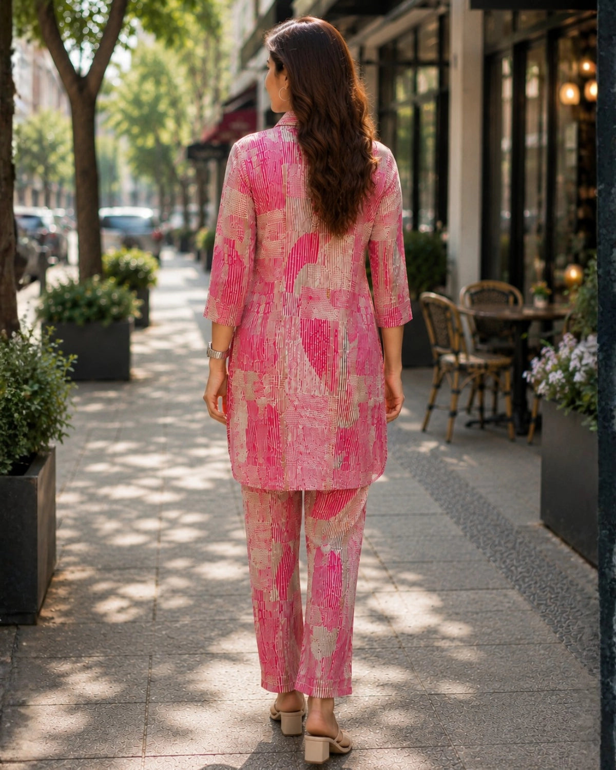 Grey Floral Print Rayon Co-ord Set for Daily Wear
