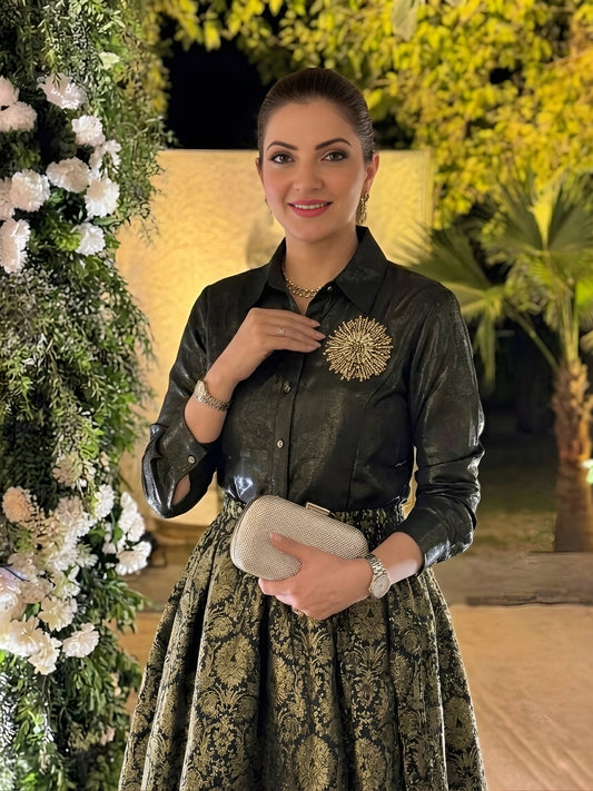 Black and Gold Indo-Western Skirt Top