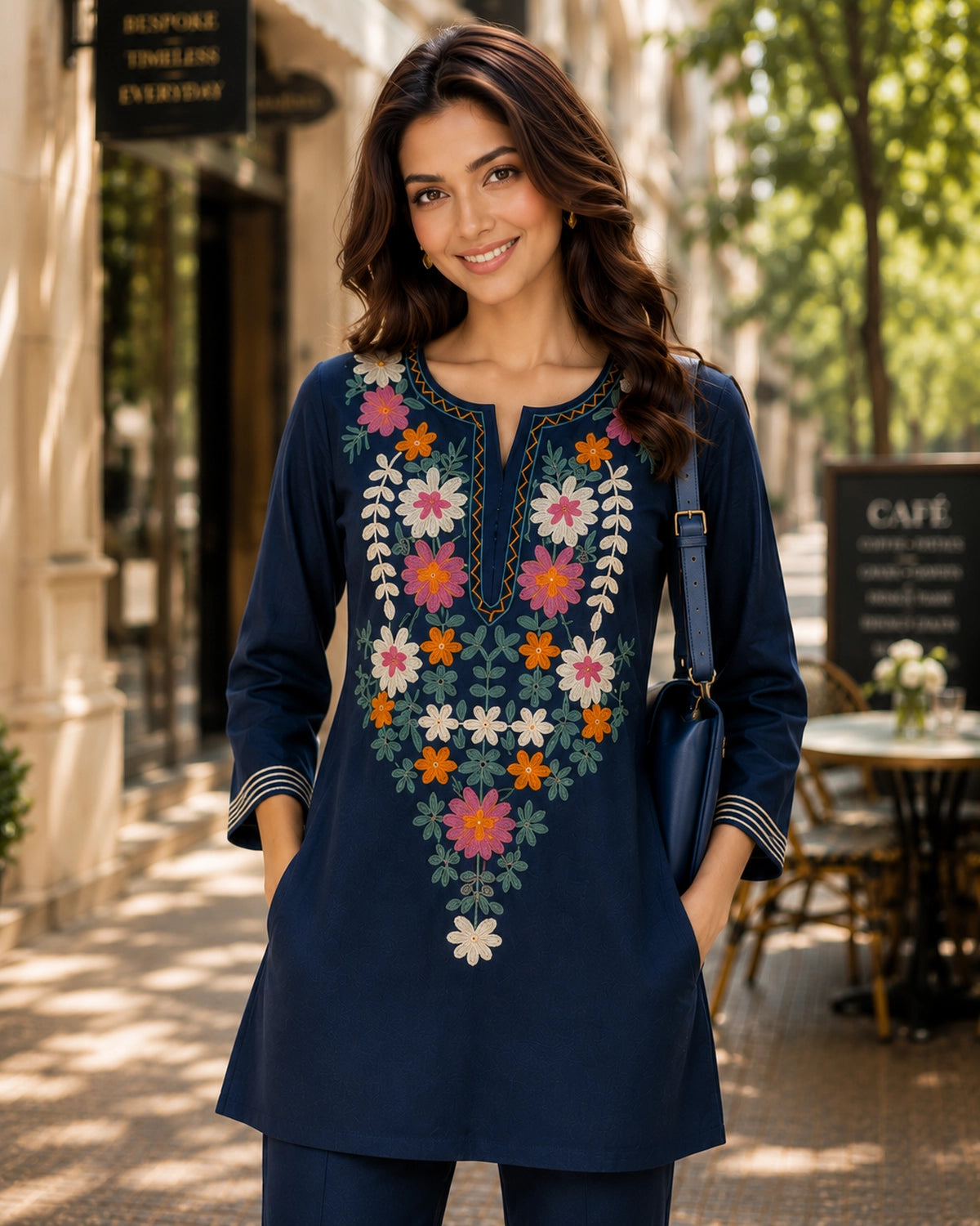 Thread Work Round Neck Rayon Co-ord Set