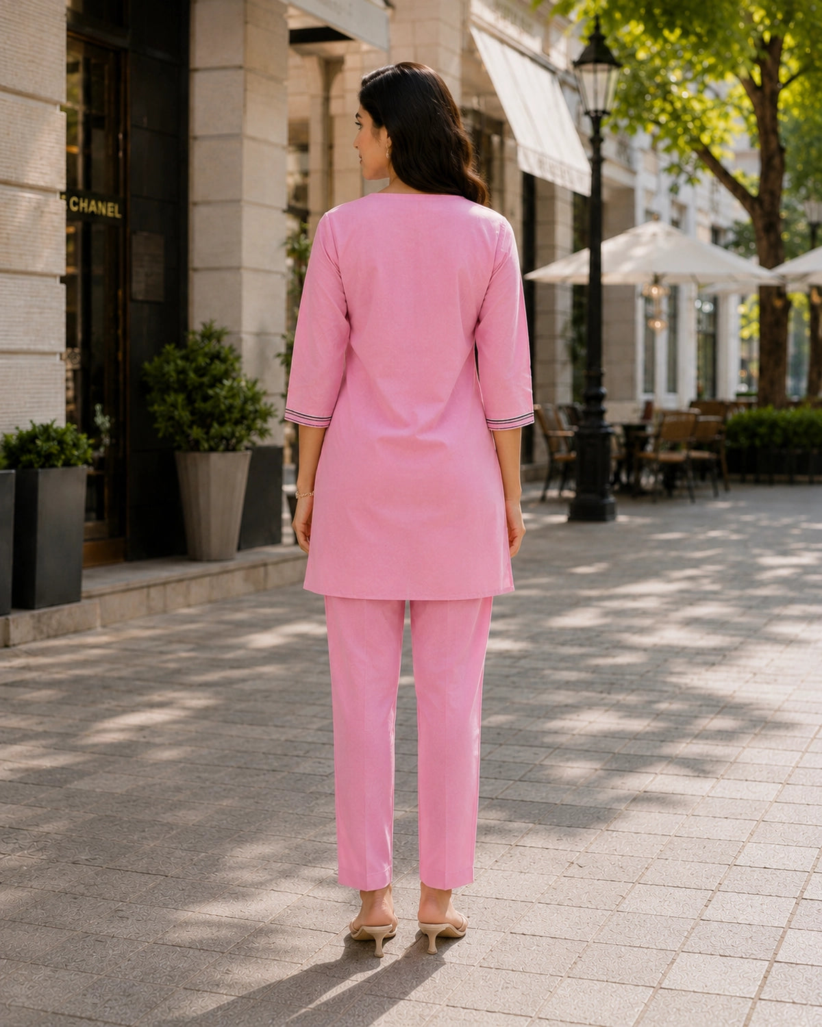 Thread Work Round Neck Rayon Co-ord Set