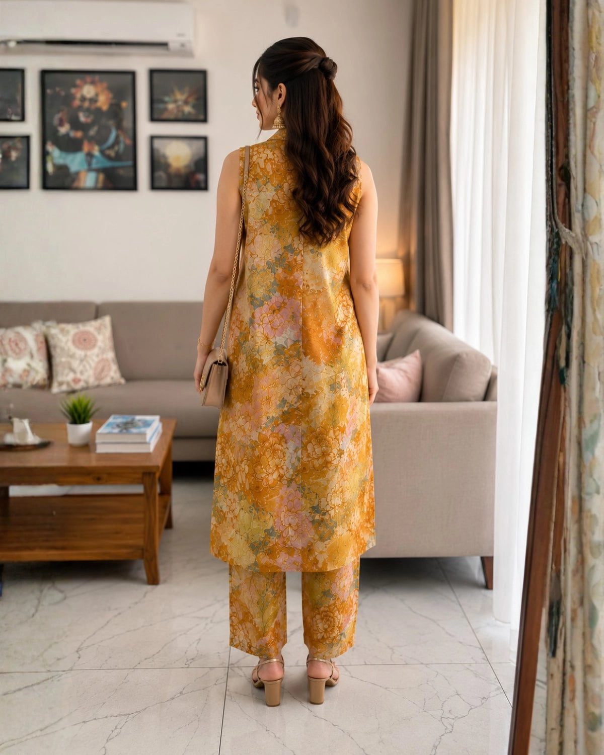 Sleeveless Floral Print Rayon Co-Ord Set for Daily Wear