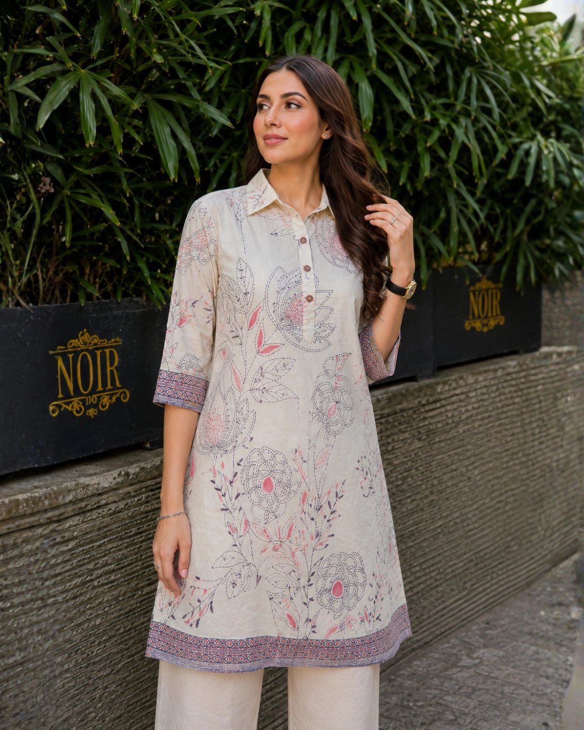 Floral Print Mul Mul Cotton Co-ord Set with Collar Neck for Daily Wear