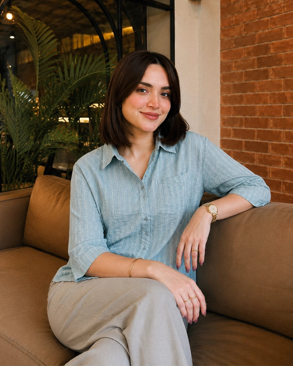 Striped Imported Shirt with Collar Neck and Full Sleeves for Office Wear — image 4