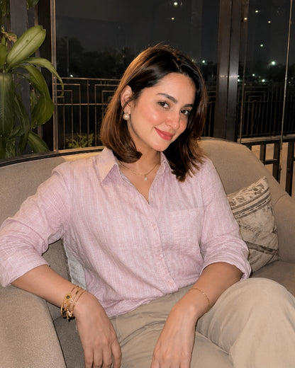 Striped Imported Shirt with Collar Neck and Full Sleeves for Office Wear