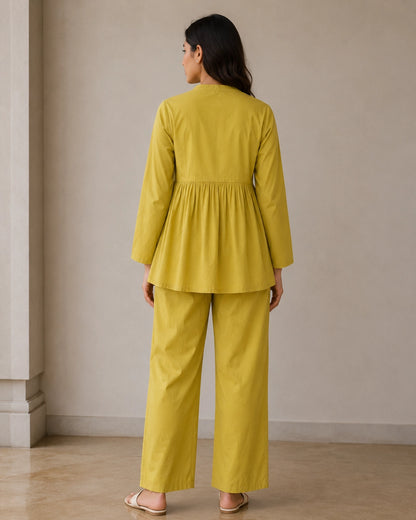 Mirror Work Cotton Co-ord Set with V Neck for Vacation Wear