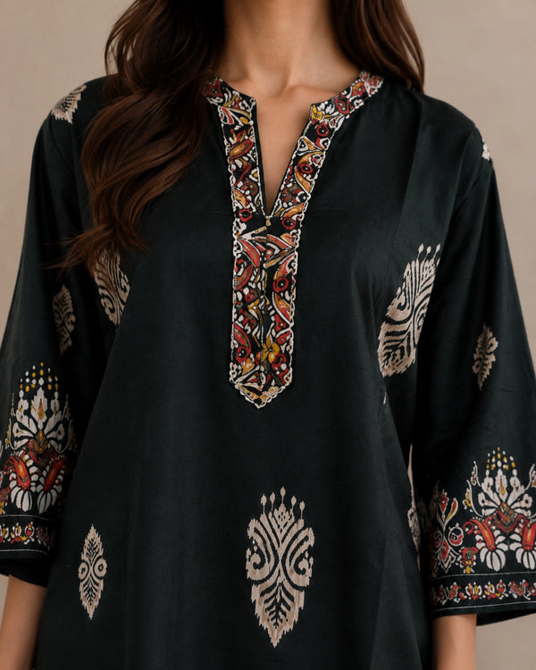 Dark Green Paisley Print Rayon Co-ord Set for Daily Wear — image 3