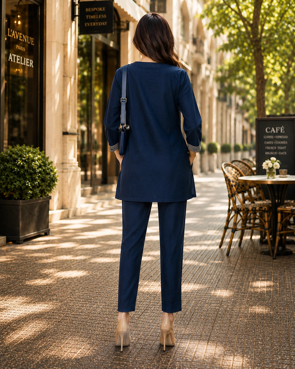 Thread Work Round Neck Rayon Co-ord Set