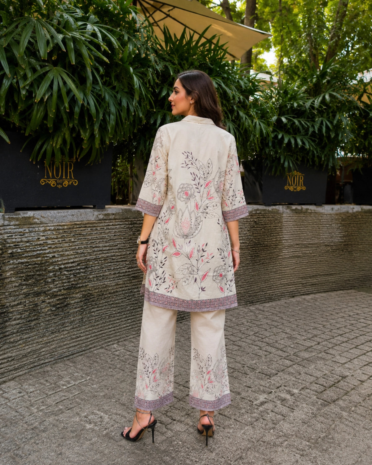 Floral Print Mul Mul Cotton Co-ord Set with Collar Neck for Daily Wear