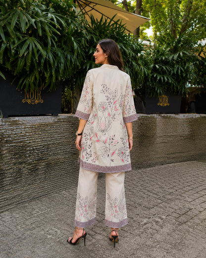 Floral Print Mul Mul Cotton Co-ord Set with Collar Neck for Daily Wear