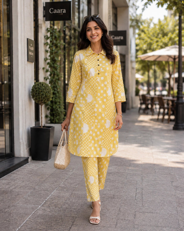 Polka Dot Cotton Co-ord Set with Collar Neck for Daily Wear — image 4