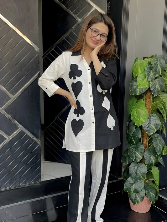 Black & White Card Suit Co-Ord Set