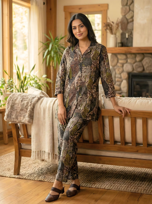 Earth Tone Abstract Print Co-Ord Set