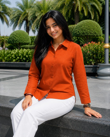 Solid Full Sleeve Collared Cotton Shirt