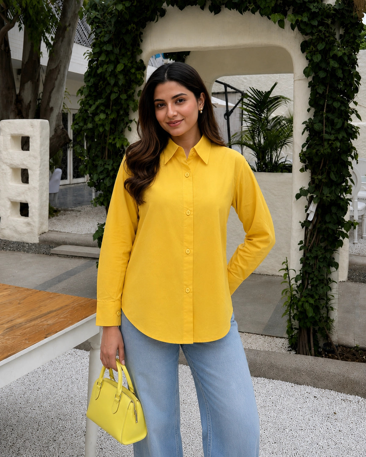 Solid Full Sleeve Collared Cotton Shirt