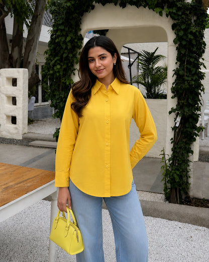 Solid Full Sleeve Collared Cotton Shirt