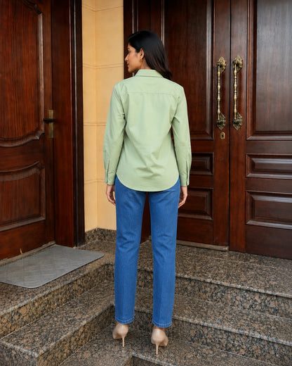 Solid Full Sleeve Collared Cotton Shirt