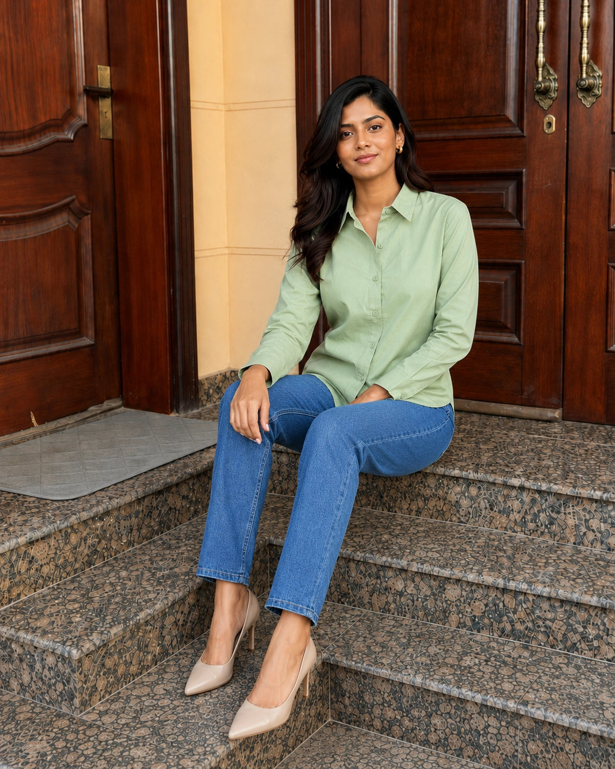 Solid Full Sleeve Collared Cotton Shirt