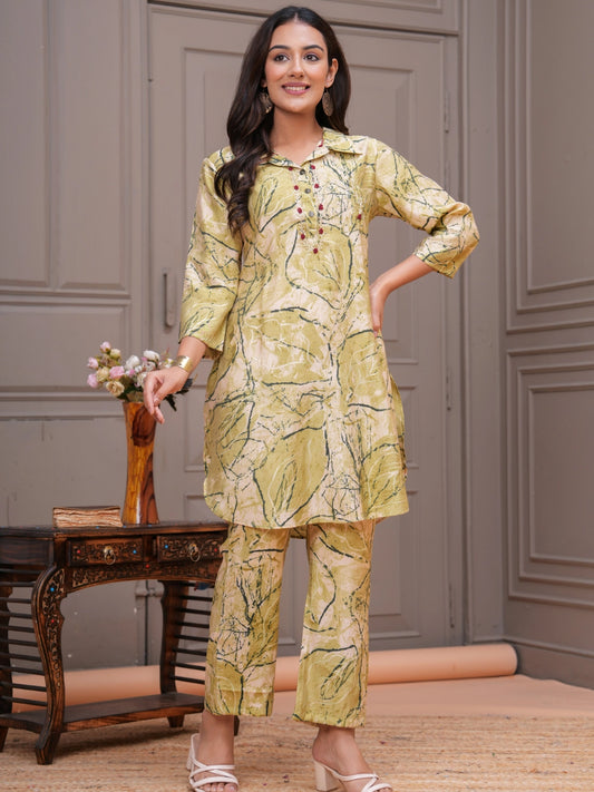 Olive Green Printed Co-ord Set