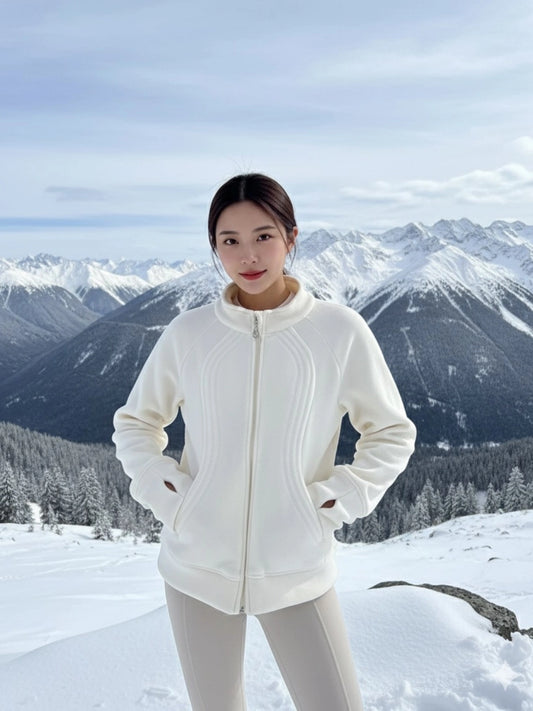 Classic Cream Full-Zip Winter Jacket