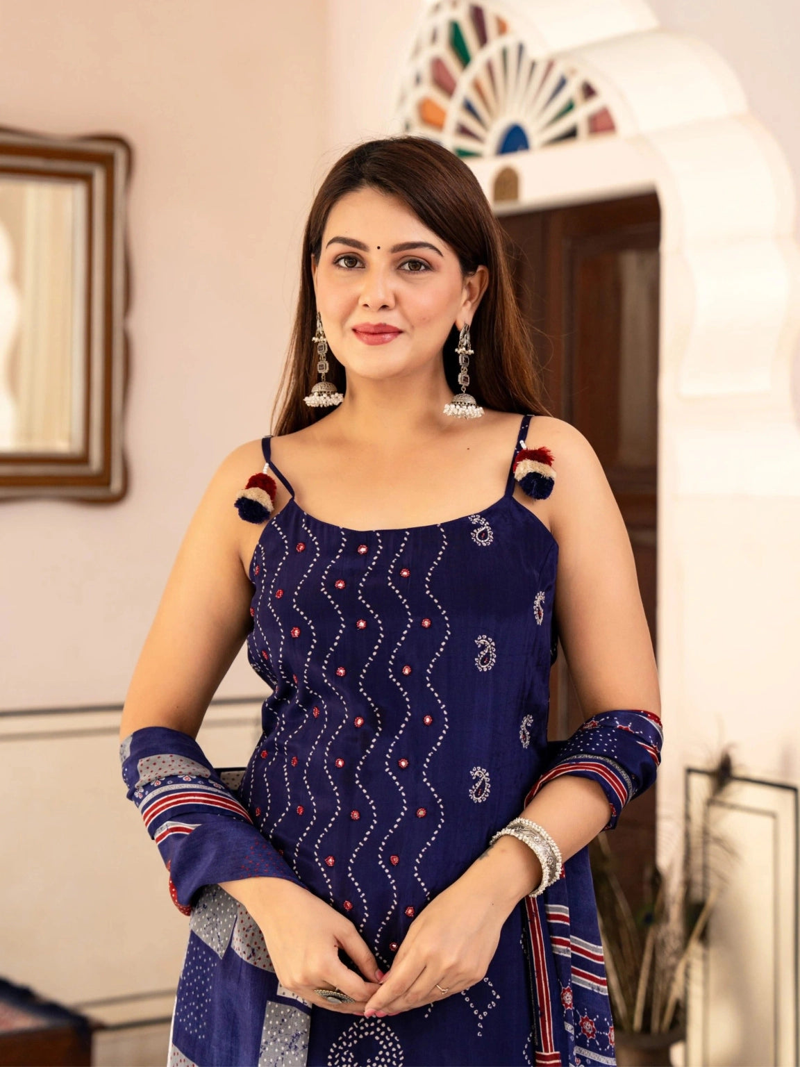 Navy Blue Kurta Pant Dupatta Set