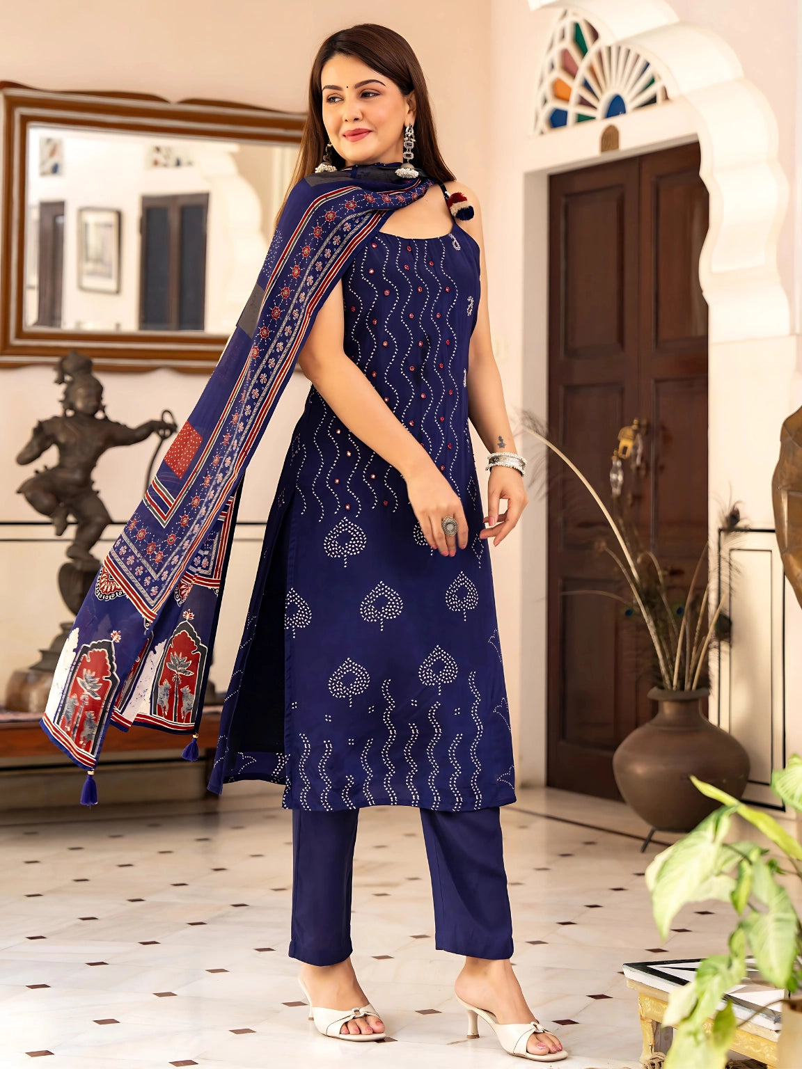 Navy Blue Kurta Pant Dupatta Set