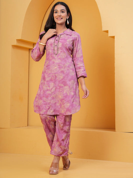Pink Floral Printed Co-ord Set